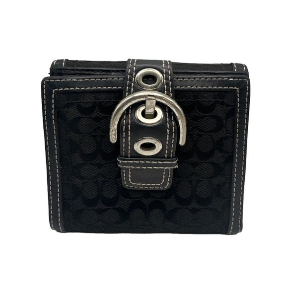 Vintage COACH Black Signature Canvas Wallet - Picture 1 of 8